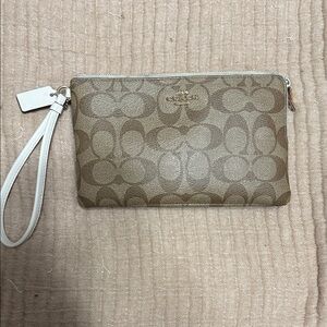 Coach Tan and Cream Signature Wristlet